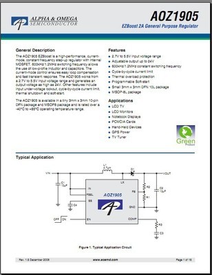 代理AOS美國萬代場效應管MOS管AOZ1905FI 價格、廠家、圖片及集成電路供應商 - 深圳市金萬順電子